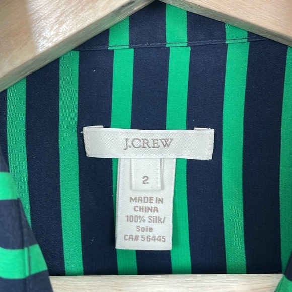 J Crew Silk Womens 2 Long Sleeve Striped Pullover 1/2 Button 2 Pockets Tunic Top - Picture 8 of 8